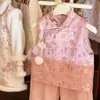 Conjunto de Ropa de Año Nuevo para Niñas 25 Nuevo Invierno Estilo Chino Nuevo Top Acolchado de Algodón Jacquard para Año Nuevo