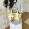 Bolsa de Mão Tecida de Nicho Estilo Coreano para Mulheres, Nova Moda de Verão 2026 Bolsa Cesta, Bolsa Transversal Simples Única