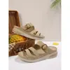 Zapatos casuales de mujer negros para cruzar la frontera, sin cordones, tacón de cuña, sandalias de talla grande, punta redonda calada, zapatos cómodos y elegantes para mujer de suela gruesa