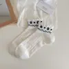 Calcetines para Primavera y Verano, Calcetines Finos de Encaje de Algodón Peinado, Ligeros y Transpirables, Calcetines Blancos de Encaje Estilo Ballet para Mujer