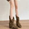 Botas Vintage de Media Caña con Hebilla para Mujer 2025 Otoño/Invierno Nuevas Botas Occidentales Versátiles Adelgazantes con Aumento de Altura Oculto Botas Martin