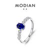 Modian Anillo Infinito de Amor Set para Mujer Diseño Retro Británico Gema Imitación Plata de Ley S925