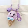 Pingentes de Boneca Crochê Feitos à Mão, Enfeites de Sorvete Crochê com Lã, Pingentes de Chaveiro Tricotados, Acessórios para Bolsa