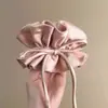 Elástico de Cabelo Dupla Camada com Laço de Cetim Textura de Alto Padrão Rabo de Cavalo Baixo Coque Corda de Cabelo com Cordão Flor de Cabelo