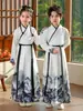 Pintura de Montaña Tinta Hanfu para Niños Niños y Niñas Guoxue Clásicos de Tres Caracteres Traje Antiguo Alumnos Ceremonia de Apertura Libro Ropa de Desempeño Infantil