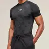 Camiseta Deportiva de Fitness de Secado Rápido Transpirable Elástica Ajustada de Manga Corta con Estampado de Hielo Casual para Gimnasio Running
