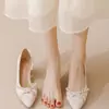 Moda Hada Brisa Nocturna Suave Elegante con Falda Flats para Mujer 2025 Verano Nuevo Estilo Boca Baja Punta Afilada Tacones Altos