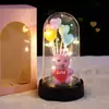 Flor de Rosa con Lámina de Oro en Cubierta de Cristal Muñeca Luminosa Flor Eterna Decoración para San Valentín, Navidad, Regalo para Novia o Esposa