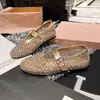 Zapatos estilo europeo Mary Jane de rejilla con pedrería, zapatillas de ballet de malla hueca, mocasines, zapatos náuticos, zapatos para mujer
