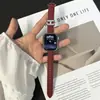 Adecuado para Apple S12 Correa de Apple Watch S109876Se Verano Hebilla de Metal en H Moda Cuero Pulsera de Muñeca para Mujer