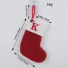 Port Love Meia de Natal Clássica com Letra Vermelha Meia de Natal Tricotada em Lã Decoração de Pingente Festivo de Natal