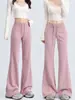 Pantalones deportivos acampanados color rosa para mujer, nuevos pantalones de campana estilo americano otoño 2026, pantalones de chándal casuales para yoga petite