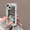 Funda Espejo Tulipán Azul Adecuada para iPhone 17, 16 Pro Botones Galvanizados, Apple 14 Cobertura Total, 15 Ins