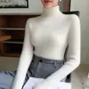 Capa base de cachemira para mujer, suéter de punto ajustado de cuello alto para otoño e invierno con cuello superpuesto, suéter de punto de manga larga para usar en capas