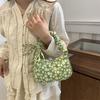 Bolsa de Axila Feminina 2024 Nova Bolsa de Ombro Doce Fresco Estilo Pastoral Japonês Bolsa de Mão Floral Bolsa de Nylon