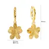 Pendientes Ouyini de plata de ley 925 con delicado diseño floral, cierres de oreja de doble capa, estilo versátil de lujo ligero, espesamente chapados en oro real de 18K