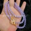 Collar de Perlas de Calcedonia Violeta Natural Nuevo Estilo Chino Estilo Retro Cadena para Clavícula de Jade Set de Collares