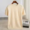Suéter Masculino de Lã Pura Gola Redonda Outono/Inverno 2025 Manga Curta Top Camiseta Solta Manga Meia Suéter de Lã Fornecimento Transfronteiriço