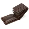 Billetera de Cuero Genuino Porta Monedas Múltiples Tarjetas Piel de Vaca de Primera Capa Plegable Corto Explosiones de Amazon Bolso de Piel Aceitada Plata Rota