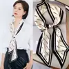 Camisa de Colocação Externa Lenço de Seda Estreito Fino Elegante Feminino Pequeno Longo Moda Primavera e Outono Versátil Sensação de Alto Padrão Fita Tira de Cabelo Lenço