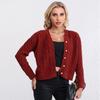 Cardigan de Tricô Moda Feminina Europeia e Americana Transfronteiriça Amazon 2025 Outono Novo Suéter Elegante com Trançado Roupa Exterior Feminina