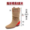 Botines que aumentan la altura de Melaleuca Botas de Dunhuang~Hebilla en V tacón grueso arrugado Botas Martin apiladas en el desierto Botas vaqueras occidentales para mujer