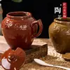 Tarro de Cerámica con Cuchara Tarro de Sal para el Hogar con Tapa Tarro de Condimentos Antiguo Tarro de Sal a Prueba de Humedad Tarro de Condimentos 1 Jin 1.0kg No