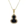 Collar de Calabaza de Acero de Titanio de Precisión de Alta Calidad para Mujer, Tendencia Nacional, Diseño de Nicho, Cadena Clavicular de Nácar Blanco de Gama Alta