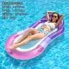 Balsa Inflable de Malla Graduada con Almohada Tumbona de Agua Cama Flotante para Piscina Vacaciones en la Playa Balsa de PVC