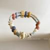 Pulsera de cuentas de cerámica de conejo color macarrón para mujer, diseño de nicho de verano, pulsera de dopamina con cordón para novia.