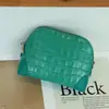 Bolsa de almacenamiento de cuero con patrón de cocodrilo, bolso cruzado de cadena para mujer, bolso de mano pequeño, neceser portátil con forma de concha, bolsa de aseo de viaje