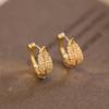Pendientes de lujo avanzados con forma de hoja europea y americana, pendientes de plata de ley con forma de hoja de oro y microincrustaciones de circonita, hebilla elegante.