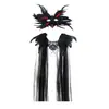 Halloween Nuevo Estilo Gótico Shawl Decorativo de Encaje con Plumas Máscara de Cuernos de Diablo Accesorios de Disfraz Cosplay