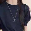 Collar con Colgante de Estrella de Mar Pequeña Plateado-Blanco Sencillo para Mujer 2026 Nuevo Nicho Cadena de Clavícula de Alta Gama Cadena para el Cuello Estilo Vacacional
