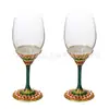 Liga de Zinco Taça de Vinho Tinto High-end Luxo Metal Goblet Vidro Utensílios para Vinho Acessórios para Casa Pacote com Dois
