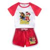 Ropa para niños del equipo Wang Wang, camiseta de manga corta de algodón, pantalones cortos, traje casual de dos piezas para niños de verano nuevos y atractivos.