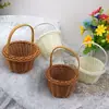 Cesta tejida de ratán hecha a mano para hombre, mini cesta de plástico imitación ratán, cesta decorativa DIY para arreglos florales, cesta con salida de aire para flores eternas