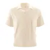 2026 Verano Transfronterizo Amazon Suéter de Punto Rayado de Manga Corta Casual con Cuello Polo y Media Cremallera para Hombre 3D