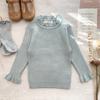 Otoño e Invierno ins Suéter Básico de Cuello Redondo Auricularia para Bebé Niña Jacquard en la Axila Alta Elasticidad Transfronterizo Suéter Básico Engrosado