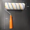 Rodillo de Pintura de Cepillo Amarillo Azul Rayado de Fusión en Caliente Seleccionado Cuidadosamente Rodillo de Poliéster de Pila Media Herramienta de Pared Fibra Sintética Pintura de Látex