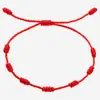 Comércio Exterior Atacado Ajustável Feito à Mão Vermelho Sete Nós Pulseira Trançada Presente de Oração Religiosa Amizade Fio Vermelho