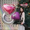 520 Anillo de Diamante Corazón Día de San Valentín Globo Lazo Corazón Flor Globo de Papel de Aluminio Decoraciones para Fiesta de Propuesta Confesión