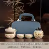 Juego de Té de Viaje de la Cerámica Ru de Dunhuang - Logo Personalizado para Reuniones de Empresa y Regalos de Aniversario - Souvenir Práctico para Clientes