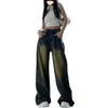 Pantalones Largos de Pierna Ancha Adelgazantes Otoño Primavera 2026 Retro Desgastados Cintura Alta Sueltos Nicho Trabajo Pesado Estilo Nuevo Jeans Mujer Degradado