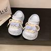 Zuecos de Suela Gruesa para Aumentar la Altura para Mujeres, Ropa de Exterior de Verano 2025 Estilo Nuevo Cordones Redondos con Lazo Sandalias de Punta Redonda