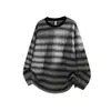 Camiseta Rayada Hueca de Manga Larga ACU para Hombre, Otoño 2026, Holgada, Cuello Redondo, Casual, Camiseta Base para Vestir