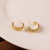 Exquisitos y Pequeños Aretes de Anillo de Hoja de Zirconia para Mujer, Clip para la Oreja con Placa para Incienso de Mosquito sin Perforación, Aretes Elegantes de Moda de Alta Gama