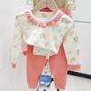 Novo Modelo 2025 260g Algodão Penteado Renda Macia de Alta Qualidade Conjunto de Manga Longa Roupas de Outono e Calças para Crianças Roupa de Casa Classe A