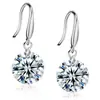 Pendientes Europeos y Americanos de Plata de Ley 925 Moda Simple Ocho Corazones Ocho Flechas Pendientes de Circonita Pendientes Largos Coreanos Joyería Dulce para Orejas