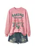BAKING MAIS QUE Amazon eBay loja independente moda casual feminina outono e inverno gola redonda moletom comércio exterior